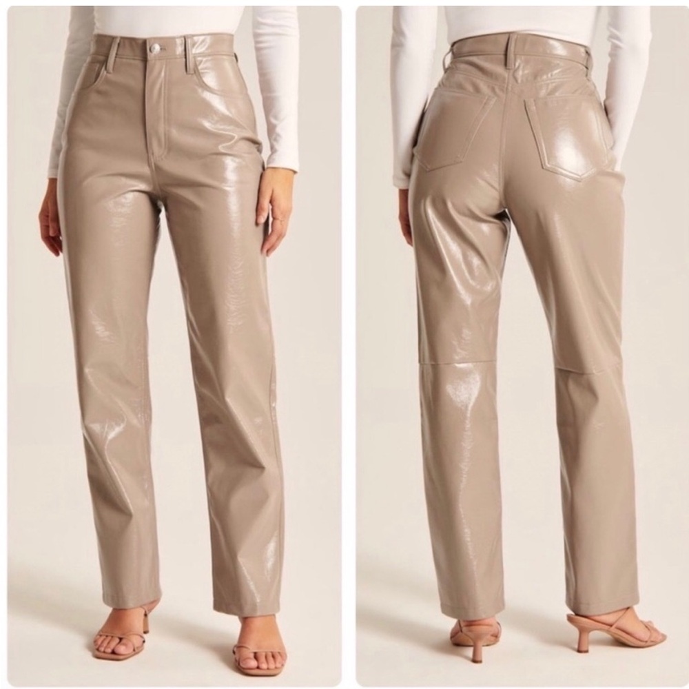 ABERCROMBIE & FITCH NWT patent leather tan high rise pants
